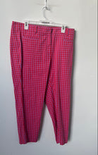 Load image into Gallery viewer, Ann Taylor Womens Pink Gingham Flat Front Straight Leg Trouser Pants Size 12