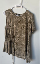 Load image into Gallery viewer, DKNY Womens Green Beige Floral Print Round Neck Blouse Top Size Medium