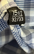 Load image into Gallery viewer, Hugo Boss Mens Blue White Check Long Sleeve Collared Dress Shirt Size 15.5 32/33