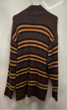 Load image into Gallery viewer, Zara Mens Brown Orange Striped Print Long Sleeve Pullover Sweater Size XL