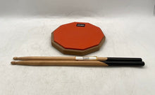 Load image into Gallery viewer, Lolunut Orange Octagonal 2 Sided Drum Practice Pad Set With Drumsticks