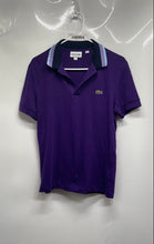Load image into Gallery viewer, Lacoste Mens Purple Cotton Spread Collar Short Sleeve Polo Shirt Size Small