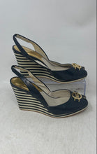 Load image into Gallery viewer, Michael Kors Womens Rochelle Black White Wedge Heels Slingback Sandals Size 7.5M