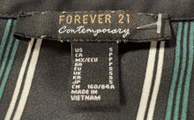 Load image into Gallery viewer, Forever 21 Womens Black Striped 3/4 Sleeve Collared Tie-Back Blouse Top Size S