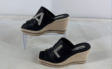 Load image into Gallery viewer, Karl Lagerfeld Womens Cree Black Wedge Heel Espadrille Mule Sandals Size 7 M