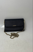 Load image into Gallery viewer, Calvin Klein Womens Black Gold-Tone Leather Chain Strap Crossbody Bag Worn