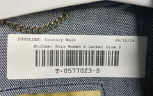Load image into Gallery viewer, Michael Kors Womens Blue Long Sleeve Button Front Cropped Denim Jacket Size S