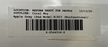 Load image into Gallery viewer, Apple iPad 5th Gen. Model A1823 Gray Tablet Nonfunctional For Parts Or Repair