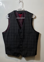 Load image into Gallery viewer, Alfani Mens Gray And Burgundy Plaid Slim Fit Four Button Suit Vest Size Large