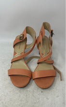 Load image into Gallery viewer, Adrienne Vittadini Womens Orange Leather Block Heel Strappy Sandals Size 8