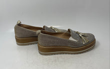 Load image into Gallery viewer, Michele Lopriore Womens Cassidy Beige Gold Glitter Tassel Loafer Shoes Size 37.5