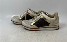 Load image into Gallery viewer, Michael Kors Womens Beige Brown Gold Signature Print Lace-Up Sneaker Shoes Sz 7
