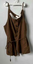 Load image into Gallery viewer, Zara Womens Brown Sleeveless Button Front Tie Waist Blouse Top Size XL