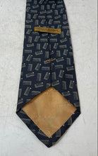 Load image into Gallery viewer, Donna Karan Mens Blue Geometric Pattern Silk Keeper Loop Adjustable Pointed Tie