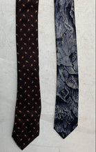 Load image into Gallery viewer, Pair Of All silk Mens Brown And Gray Printed Keeper Loop Adjustable Pointed Ties