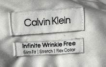 Load image into Gallery viewer, Calvin Klein Mens White Wrinkle Free Slim Fit Flex Collar Dress Shirt Size L