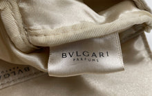 Load image into Gallery viewer, Bvlgari Parfums Womens Silver-Tone Cream Shimmer Magnetic Flap Cosmetic Bag