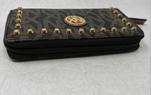 Load image into Gallery viewer, NX Womens Brown Monogram Leather Inner Divider Zip-Around Wallet