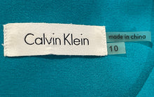 Load image into Gallery viewer, Calvin Klein Womens Turquoise Sleeveless Round Neck Pleated Sheath Dress Size 10