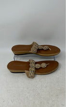 Load image into Gallery viewer, Contesa Womens Brown Leather Slip-On Open Toe Thong Sandals Size 5