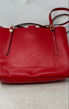 Load image into Gallery viewer, Antonio Melani Womens Red Leather Inner Pockets Double Handle Tote Handbag