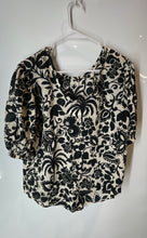Load image into Gallery viewer, Ann Taylor Womens Black White Floral Print Puff Sleeve Blouse Top Size Medium