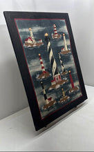 Load image into Gallery viewer, 1980s Fabric Panel From Spring Industries US Lighthouses USA As Wall Art