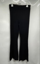 Load image into Gallery viewer, Express Womens Black Ribbed Knit Flat Front Flared Leg Ankle Pants Size Medium