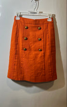 Load image into Gallery viewer, J. Crew Womens Orange Button Front Back Zip Straight & Pencil Skirt Size 00