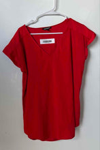 Load image into Gallery viewer, Express Womens Red Short Cap Sleeve V-Neck Pullover Blouse Top Size Large