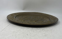 Load image into Gallery viewer, Decorative Brass Dish Features An Embossed Scene Of Men In A Tavern Plate