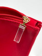 Load image into Gallery viewer, Escada Beaute Womens Red Clear Double Ring Handle Zipper Cosmetic Bag