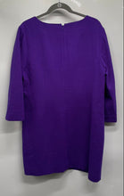 Load image into Gallery viewer, J.Crew Womens Purple Wool 3/4 Sleeve V-Neck Back-Zip Shift Dress Size 14