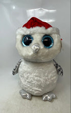 Load image into Gallery viewer, Ty Silk Beanie Boos Large Tinsel Snow Christmas Claire's Exclusive Owl Santa Hat