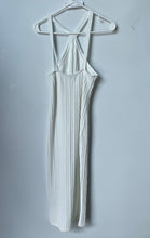 Load image into Gallery viewer, Zara Womens White Cable-Knit Sleeveless Midi Halter Neck Bodycon Dress Size M