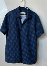 Load image into Gallery viewer, Perry Ellis Mens Blue White Print Short Sleeve Slim Fit Button-Up Shirt Size 2XL