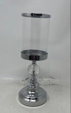 Load image into Gallery viewer, Home Decorative Collectible Clear Glass Candle Holder w/ Silver-Tone Round Base
