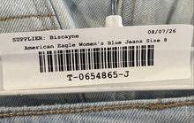 Load image into Gallery viewer, American Eagle Womens Blue Denim Pockets Distressed Straight Leg Jeans Size 8