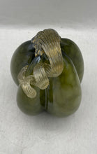 Load image into Gallery viewer, Green Glass Speckled Pattern Hand Blown Home Decorative Pumpkin With Curly Stem