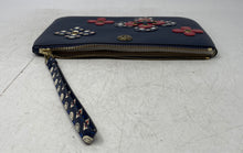 Load image into Gallery viewer, Lauren Ralph Lauren Womens Millbrook Blue Flower Design Leather Wristlet Wallet
