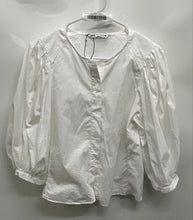Load image into Gallery viewer, Zara Womens White Puff 3/4 Sleeve Button Front Blouse Top Size Medium