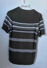Load image into Gallery viewer, Banana Republic Womens Green White Striped Short Sleeve Pullover Sweater Size M