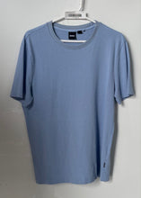 Load image into Gallery viewer, Boss Mens Blue Bubble Jacquard Structure Short Sleeve Pullover T-Shirt Size L