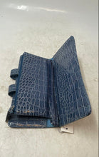 Load image into Gallery viewer, Kenneth Cole Reaction Womens Blue Croc-Embossed Snap Bi-Fold Wallet With Tags