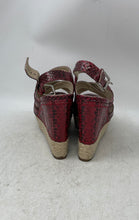Load image into Gallery viewer, Michael Kors Womens Red Snake Embossed Wedge Espadrille Platform Heels Size 8.5M