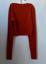 Load image into Gallery viewer, Zara Womens Rust Long Sleeve Round Neck Pullover Cropped T-Shirt Size Medium