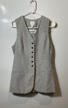 Load image into Gallery viewer, H&M Womens Gray Linen-Blend Sleeveless Pockets 6-Button Vest Size Small
