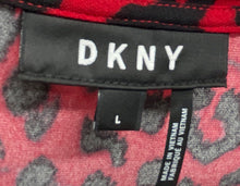 Load image into Gallery viewer, DKNY Womens Red Black Leopard Print Knot Front Long Sleeve Sheath Dress Size L