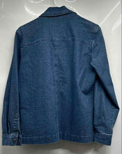 Load image into Gallery viewer, Chico's Design Womens Blue Paisley Denim Dark Wash Spread Collar Jacket Size 0