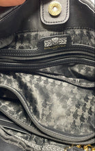 Load image into Gallery viewer, Karl Lagerfeld Womens Black Gold-Tone Leather Inner Pockets Shoulder Bag